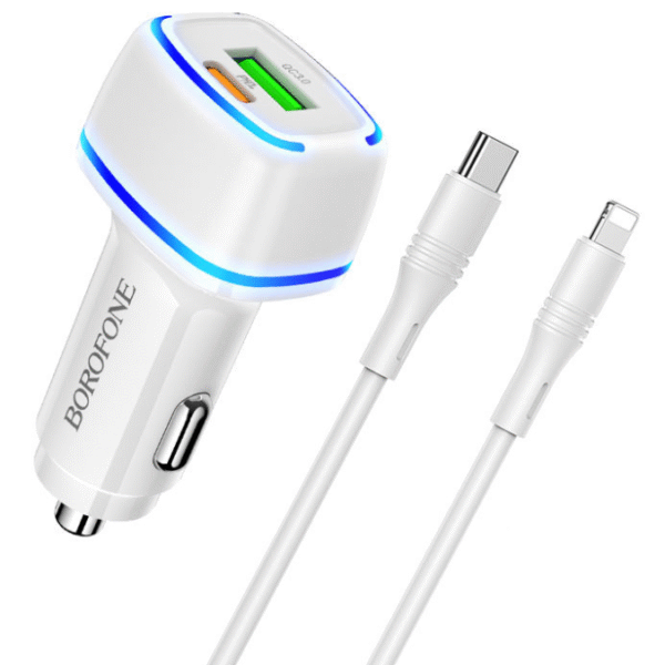 Snabb Billaddare USB C med iphone kabel vit