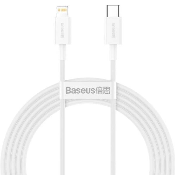 1 st super kvalitet 20W Baseus-kabel Superior PD USB-C - Lightning 2,0 m vit