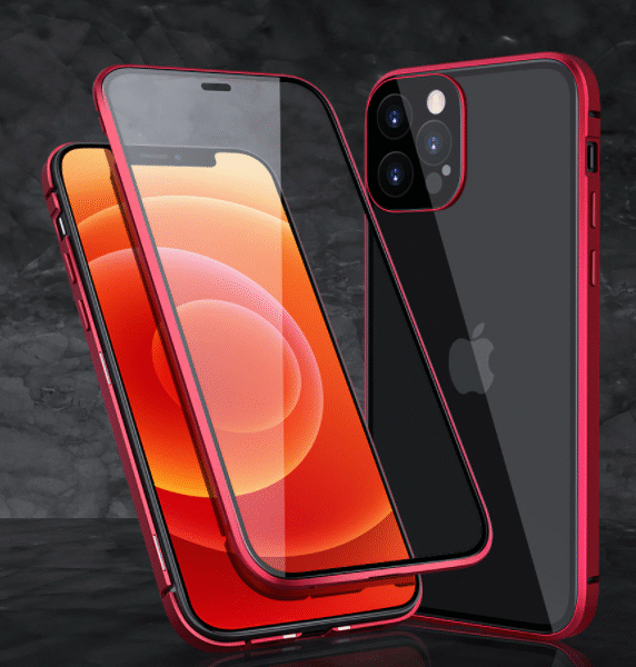 metallfodrall till iphone 12 mini röd