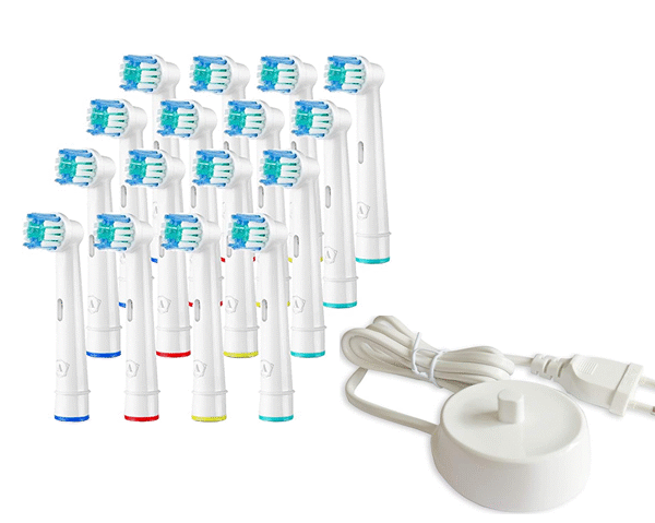 16 stycken kompatibla tandborsthuvuden och laddare