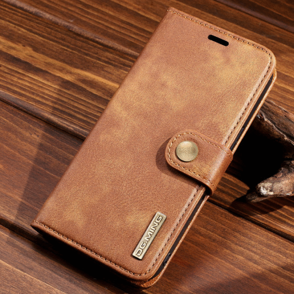 DG.MING Äkta Läder  för iPhone 13pro ljusbrun