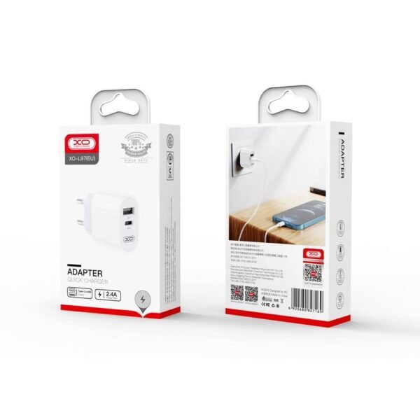 20W 1x USB-C vit + Lightning - USB-C-2m kabel - Bild 2