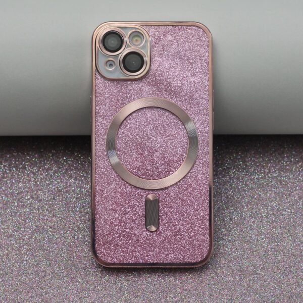 Glitter Chrome Mag-fodral för iPhone 15 plus rosa - Bild 2