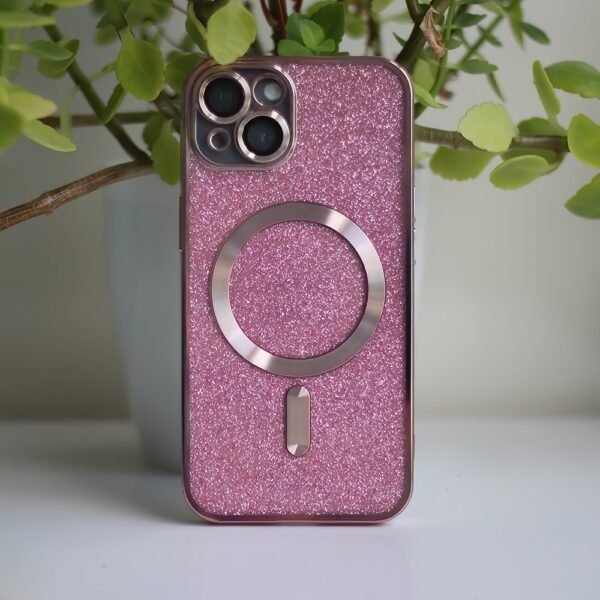 Glitter Chrome Mag-fodral för iPhone 15 plus rosa - Bild 7