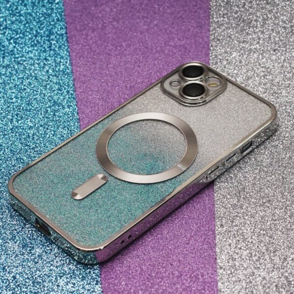 Glitter Chrome Mag-fodral för iPhone 15 pro silvergradient - Bild 3