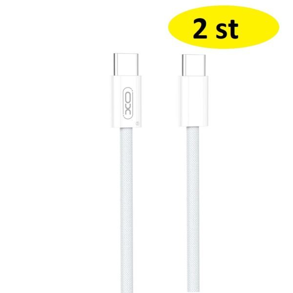 2 st XO-kabel NB-Q260B PD USB-C - USB-C 1,5m vit 60W