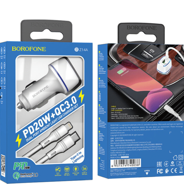 Snabb Billaddare USB C med iphone kabel vit - Bild 3