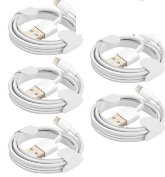 5-pack USB till Lightning-kabel 2 m – Laddning & synk för iPhone & iPad (iOS26-stöd)
