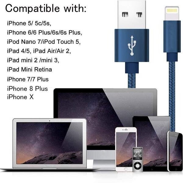 2 st top kvalitet 2 m iphone kabel - röd - Bild 8
