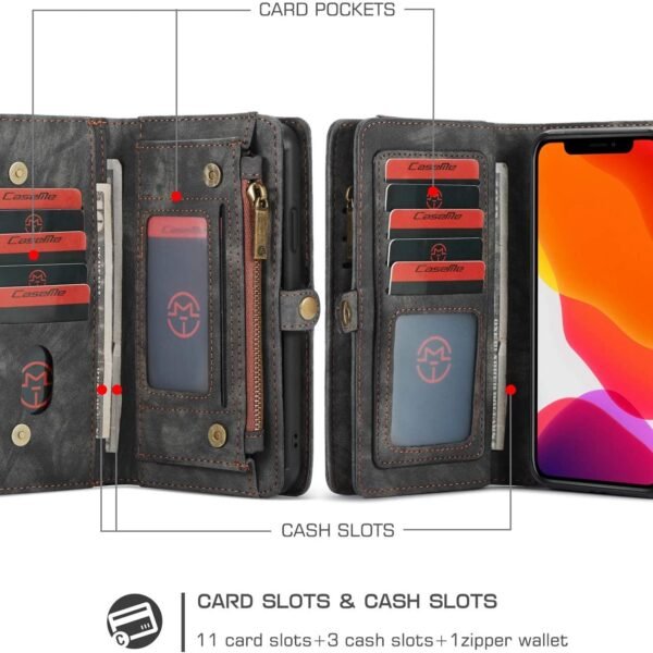 Läderfodral med dragkedja för iphone11 pro max svart - Bild 3