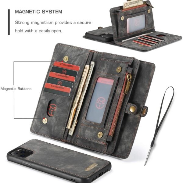 Läderfodral med dragkedja för iphone11 pro max svart - Bild 4