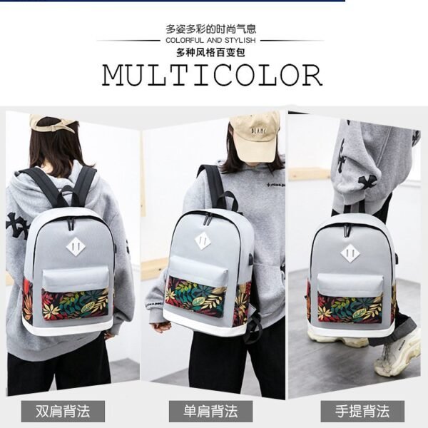 Ryggsäckar |grå med mönster - Bild 4