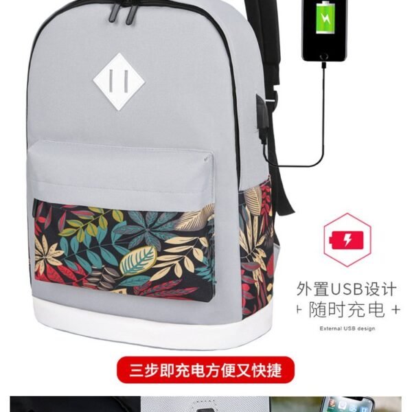 Ryggsäckar |grå med mönster - Bild 5