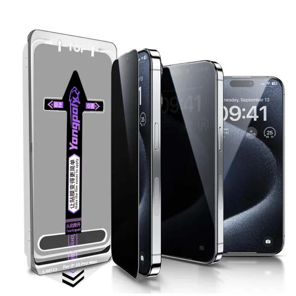 Heltäckande Sekretess skärm för iPhone 13 med med lätt installationssats fack