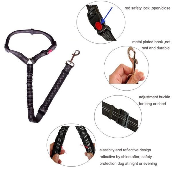 sjusterbar  Hundbälte för bil blå - Bild 4