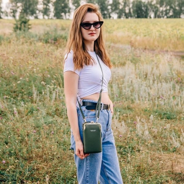 Mini Crossbody telefonväska för kvinnor svart - Bild 4