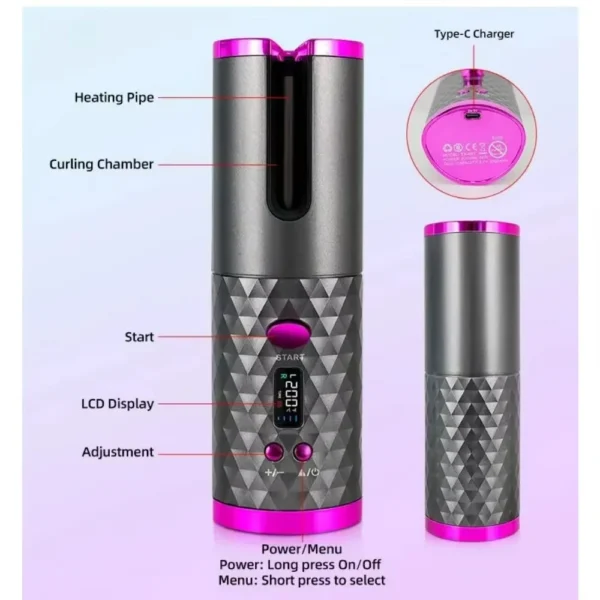 Cordless Hair Curler Adjustable - Bild 3