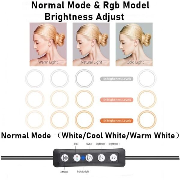 Tongdaytech Dimbar RGB LED Selfie Ring Fyllningsljus - Bild 3