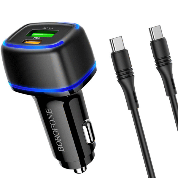 Snabb Billaddare USB C med usb-c kabel svart - Bild 2