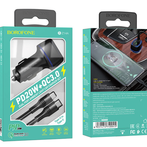 Snabb Billaddare USB C med usb-c kabel svart - Bild 3