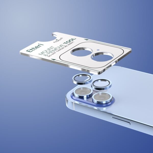 kameralinsskydd med aluminiumkant för iphone 17 blå - Bild 3