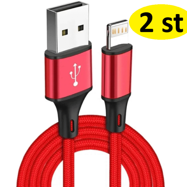 2 st 3m iphone kabel röd